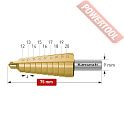 Сверло ступенчатое по металлу HSS-XE TiN Gold 12-20х75 мм цилиндрический трехгранный хвостовик KARNASCH